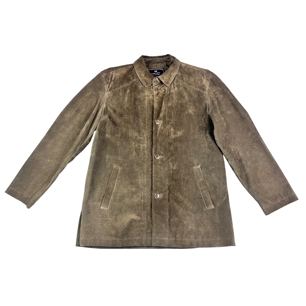 Vintage Newport Harbor Genuine Suede Leather Mens Jacket Brown Medium Distressed